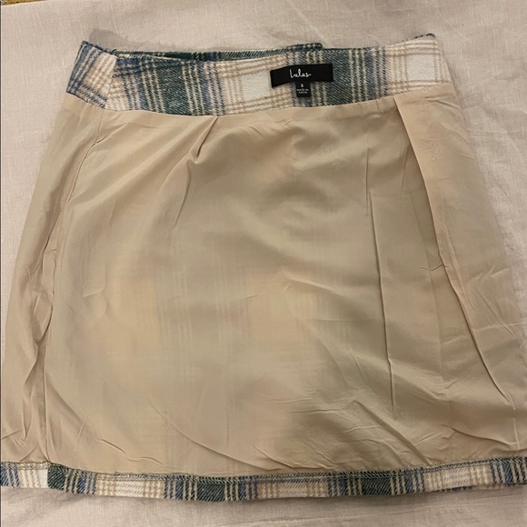 Lulu's Green and Cream Plaid Mini Skirt - Picture 7 of 8